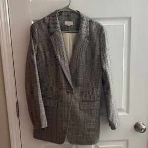 LOFT Black and White Houndstooth Blazer